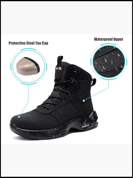 Steel Toe Work Boot Men Non Slip Safety Sneaker Side Zipper High Top Tactical main image 5